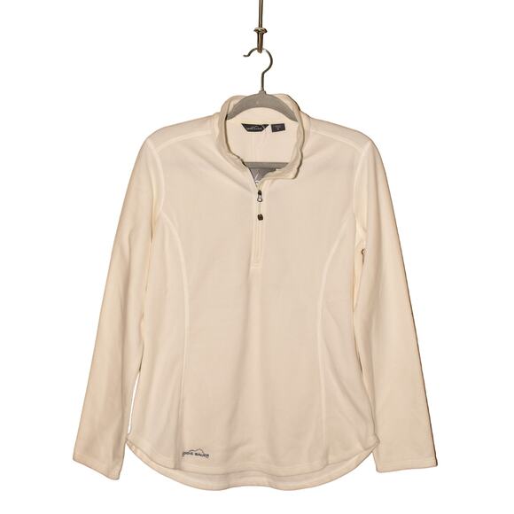 EDDIE BAUER NEW‎ $80 Microfleece 1/2 Zip Pullover Ivory Medium - Picture 1 of 3